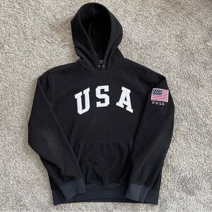 🔴Polo Ralph Lauren Sweater Size Large Black Fleece Hoodie USA